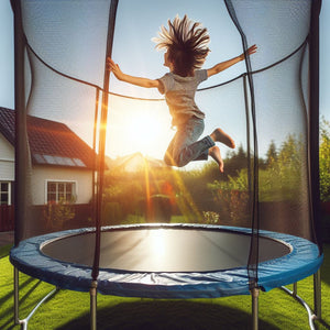 Kids Trampoline with Safety Enclosure Net - 5FT Trampoline for Toddlers Indoor and Outdoor - Parent-Child Interactive Game Fitness Trampoline Toy Gift for Boys and Girls Age 1-8